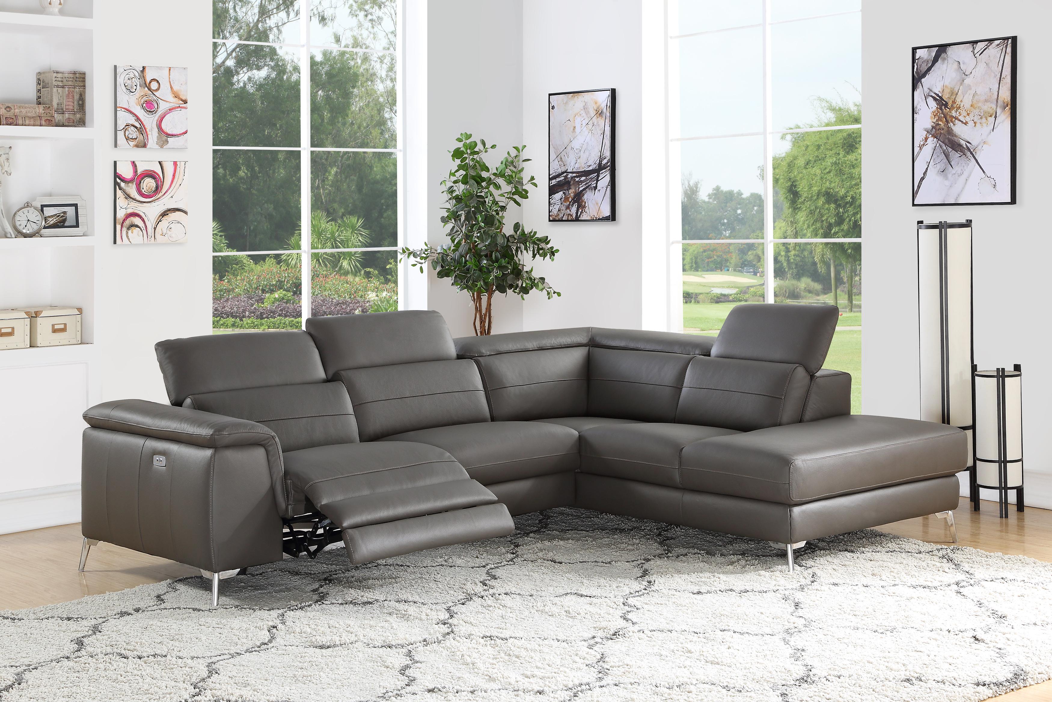 

    
 Order  Contemporary Dark Gray Leather 2-Piece Sectional Homelegance 8256M-GRY*2RLPW Cinque
