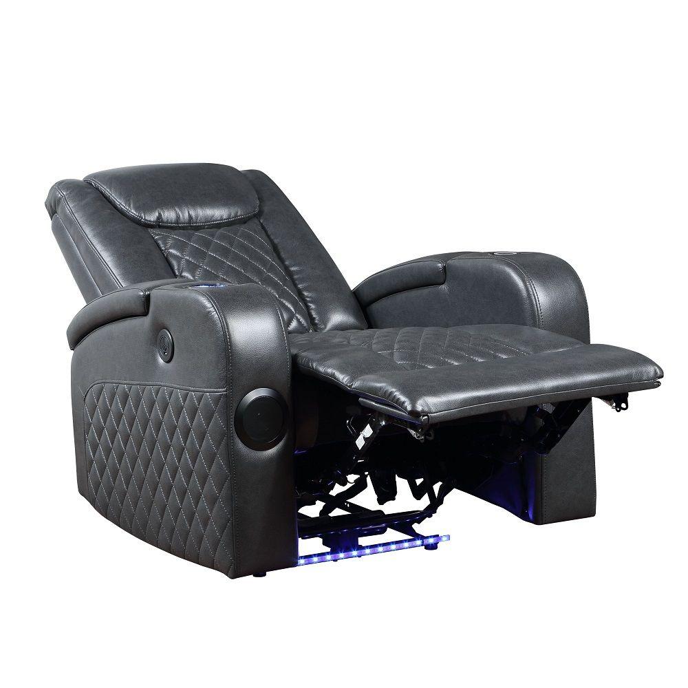 

    
Contemporary Dark Gray Leather Power Motion Recliner Acme Alair LV02460
