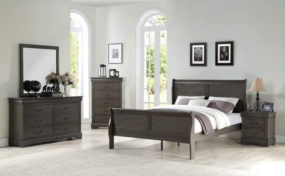 Contemporary, Rustic Bedroom Set Louis Philippe 26790Q-3pcs in Dark Gray 