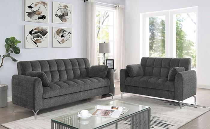 Contemporary Living Room Set Lupin Living Room Set 3PCS CM6259DG-SF-S-3PCS CM6259DG-SF-S-3PCS in Dark Gray Chenille