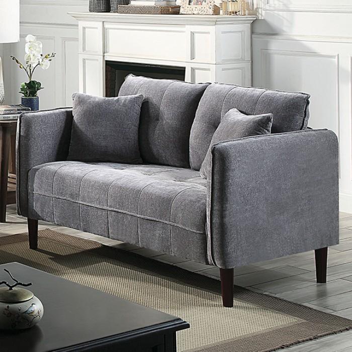 

    
Contemporary Dark Gray Solid Wood Loveseat Furniture of America Lynda CM6736DG-LV-L

