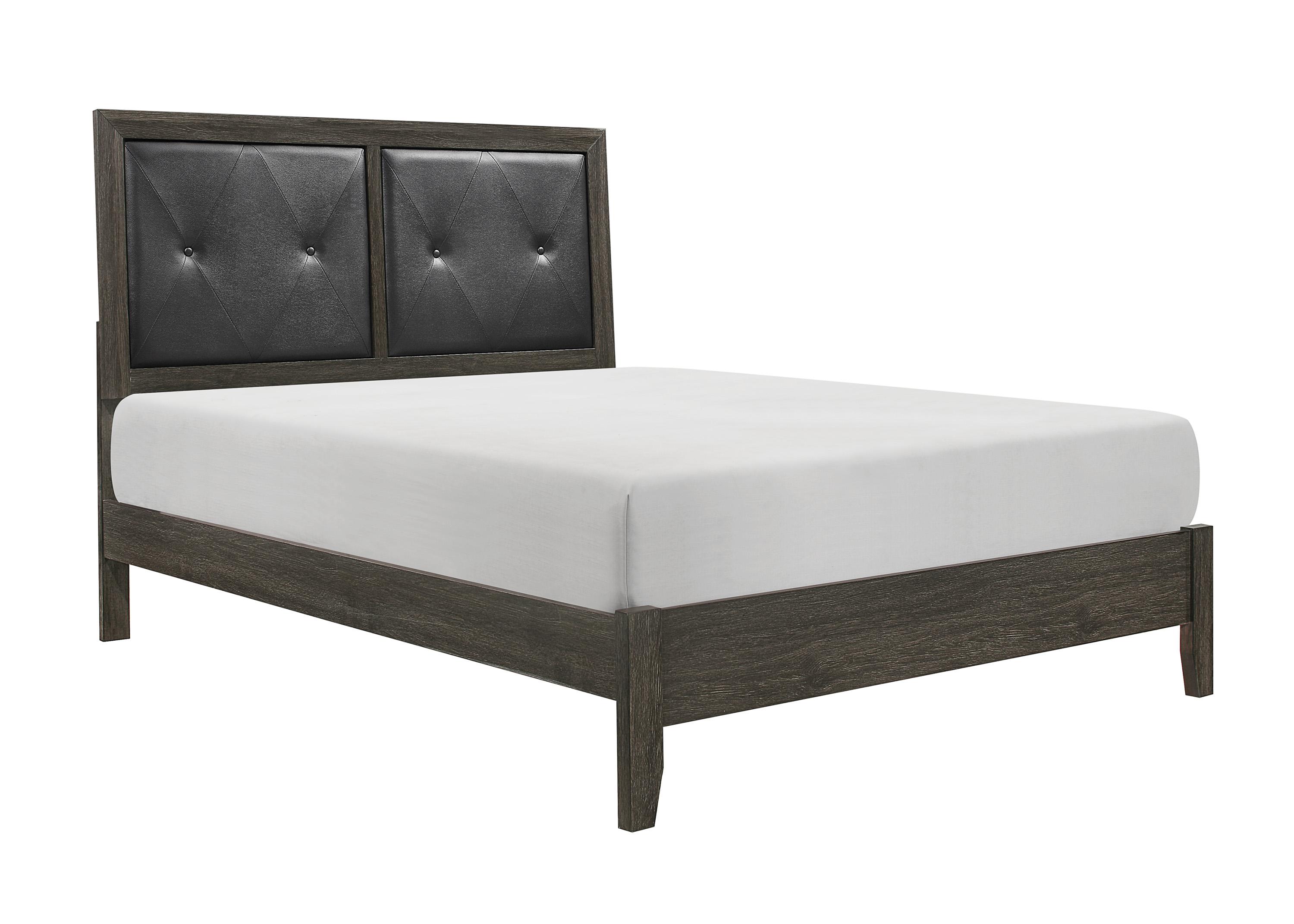 Contemporary Bed 2145KNP-1CK* Edina 2145KNP-1CK* in Dark Gray Faux Leather