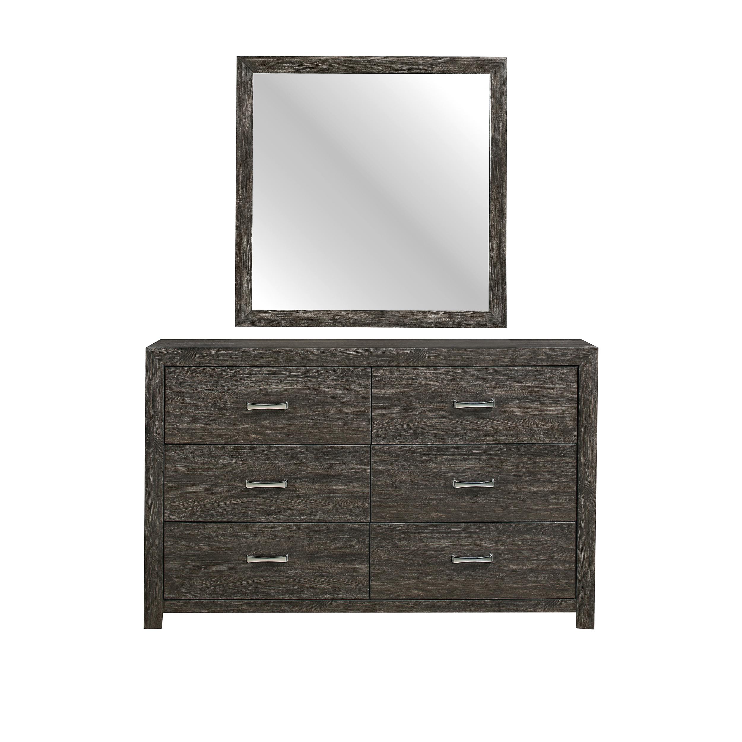 Contemporary Dresser w/Mirror 2145NP-5*6-2PC Edina 2145NP-5*6-2PC in Dark Gray 