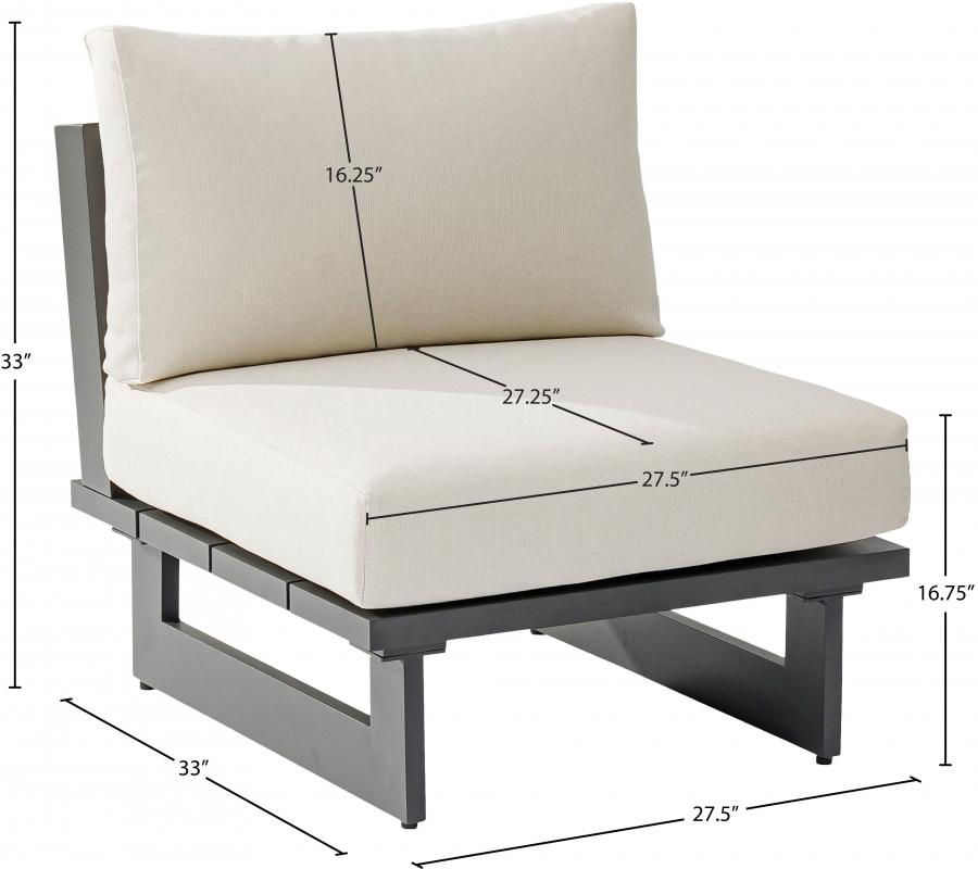 

    
 Photo  Contemporary Dark Grey/Cream Aluminium Modular Armless Accent Chair Meridian Furniture 338Cream-Armless
