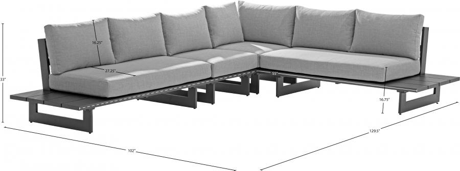 

    
 Order  Contemporary Dark Grey/Grey Aluminium Patio Modular Sectional Sec1A Meridian Furniture Maldives 338Grey-Sec1A
