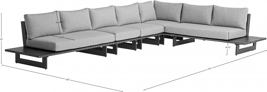

    
 Photo  Contemporary Dark Grey/Grey Aluminium Patio Modular Sectional Sec2A Meridian Furniture Maldives 338Grey-Sec2A
