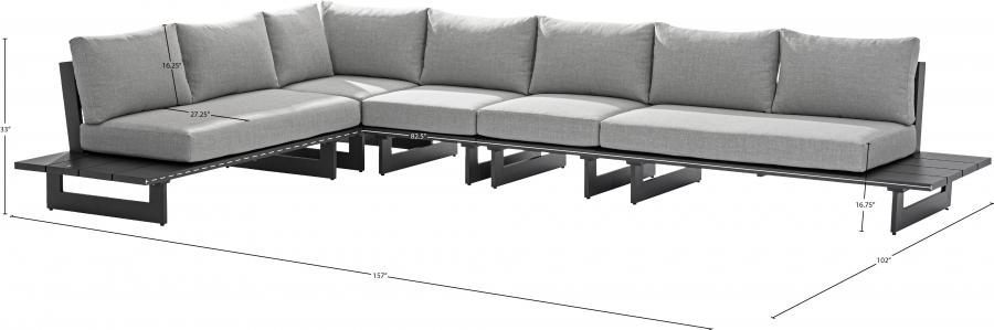 

    
Contemporary Dark Grey/Grey Aluminium Patio Modular Sectional Sec2A Meridian Furniture Maldives 338Grey-Sec2A
