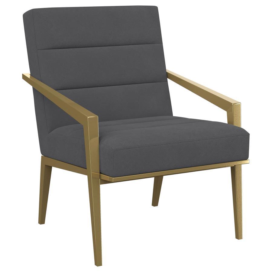 Contemporary, Modern Accent Chair Kirra Accent Chair 903144-C 903144-C in Dark Grey, Gold Fabric