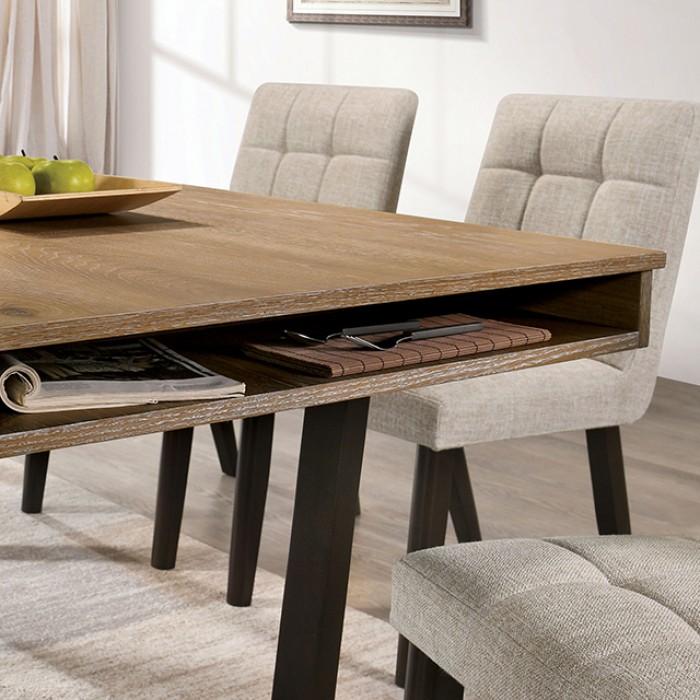 

                    
Furniture of America CM3549A-T-Set-5 Gottingen Dining Table Set Dark Walnut/Beige Fabric Purchase 
