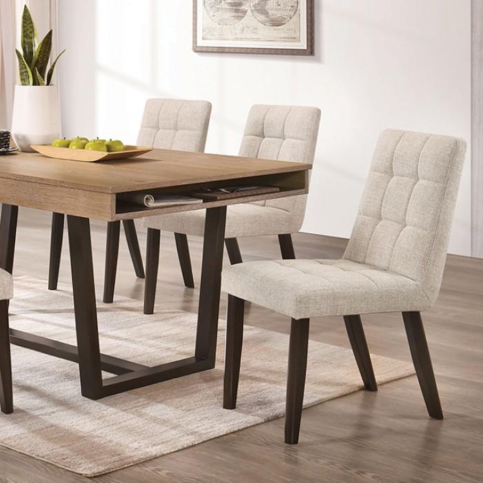 

    
Contemporary Dark Walnut & Beige Solid Wood Side Chairs 2pcs Furniture of America CM3549BG-SC-2PK Gottingen
