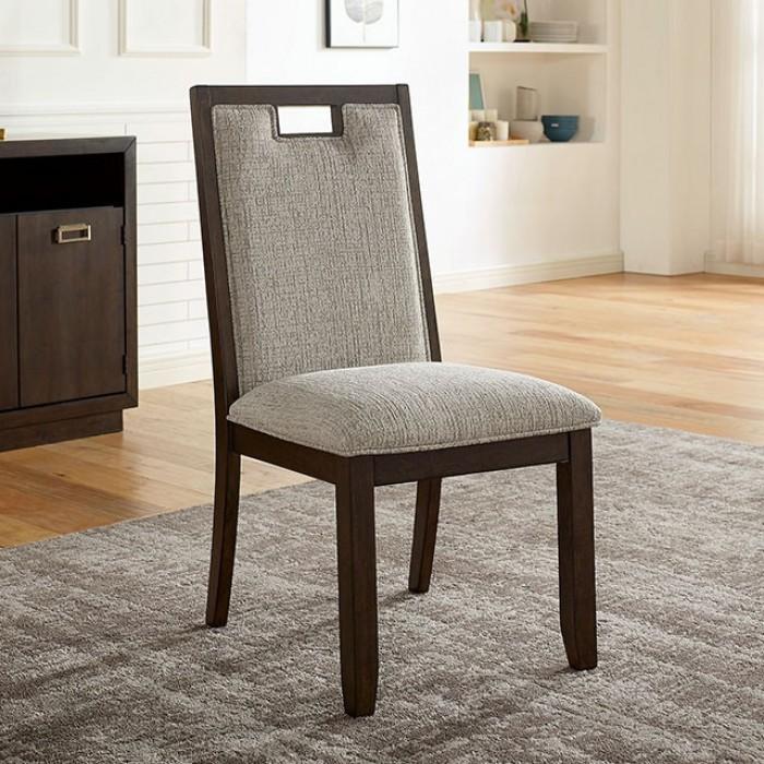 

    
Contemporary Dark Walnut & Beige Solid Wood Side Chairs Set 2pcs Furniture of America CM3784SC-2PK Caterina
