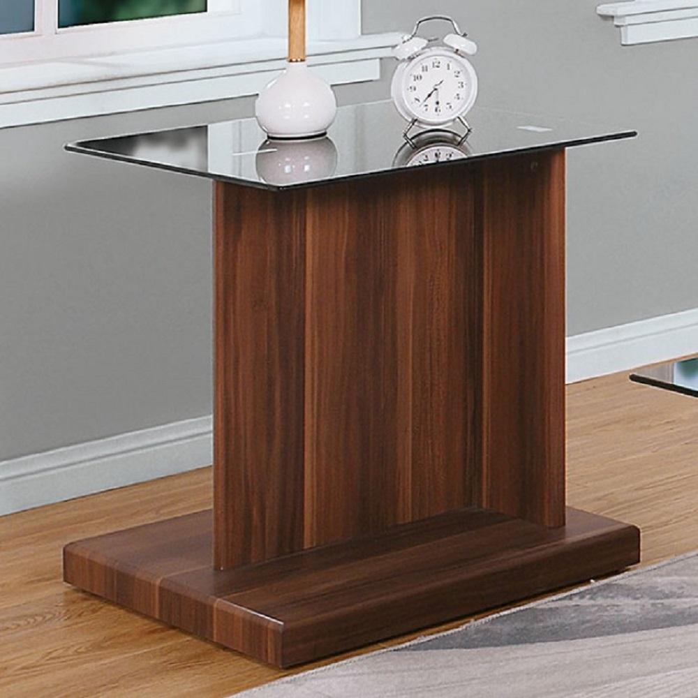

    
Contemporary Dark Walnut & Black Glass Top End Table Set 2pcs Furniture of America Mannedorf

