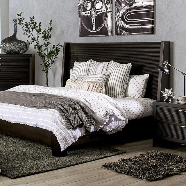 

    
Contemporary Dark Walnut Solid Wood CAL Bedroom Set 5pcs Furniture of America FOA7514 Laurentian
