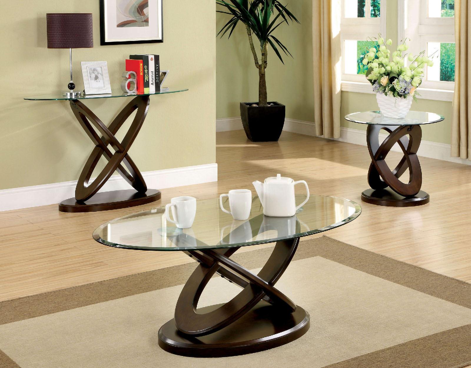 

    
Contemporary Dark Walnut Solid Wood Coffee Table Set 3pcs w/Sofa Table Furniture of America Atwood
