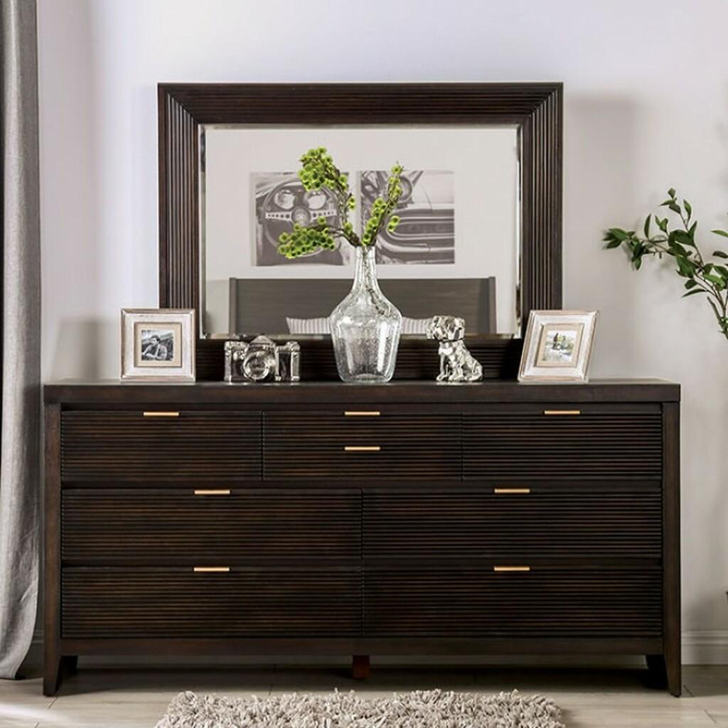 

    
Contemporary Dark Walnut Solid Wood Dresser Furniture of America FOA7514D Laurentian
