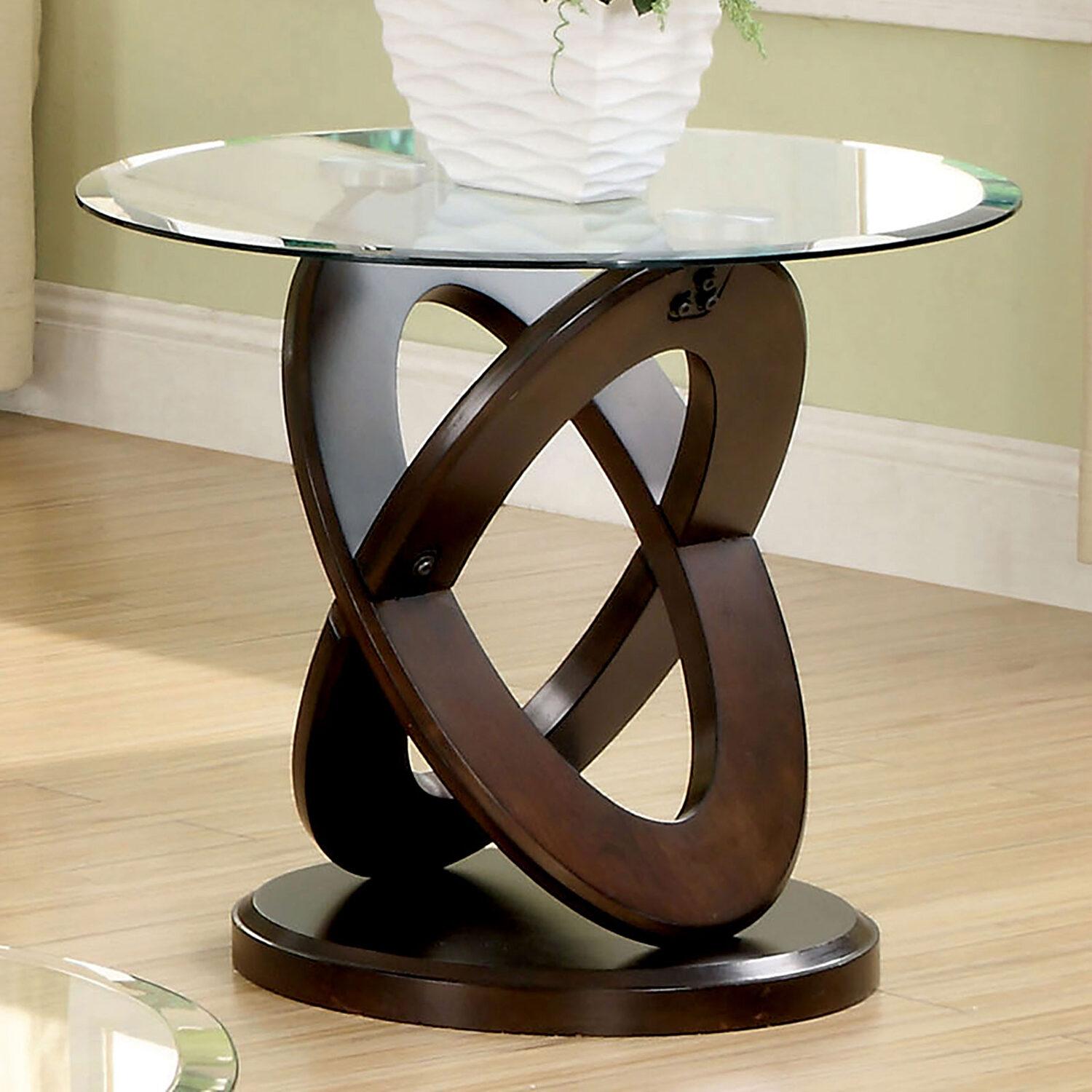 

    
Contemporary Dark Walnut Solid Wood End Table Furniture of America CM4401E Atwood
