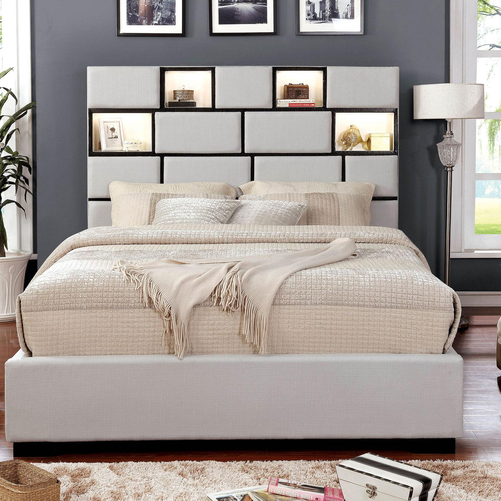 

    
Contemporary Display Headboard Platform Cal King Bed Furniture of America Gemma
