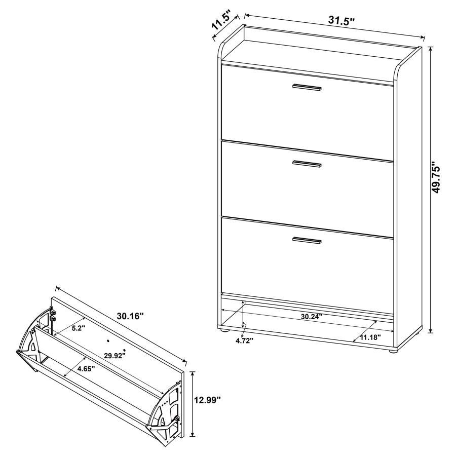 

    
Coaster Denia Shoe Storage Cabinet 950403-S Storage Cabinet Wood/Natural/White 950403-S
