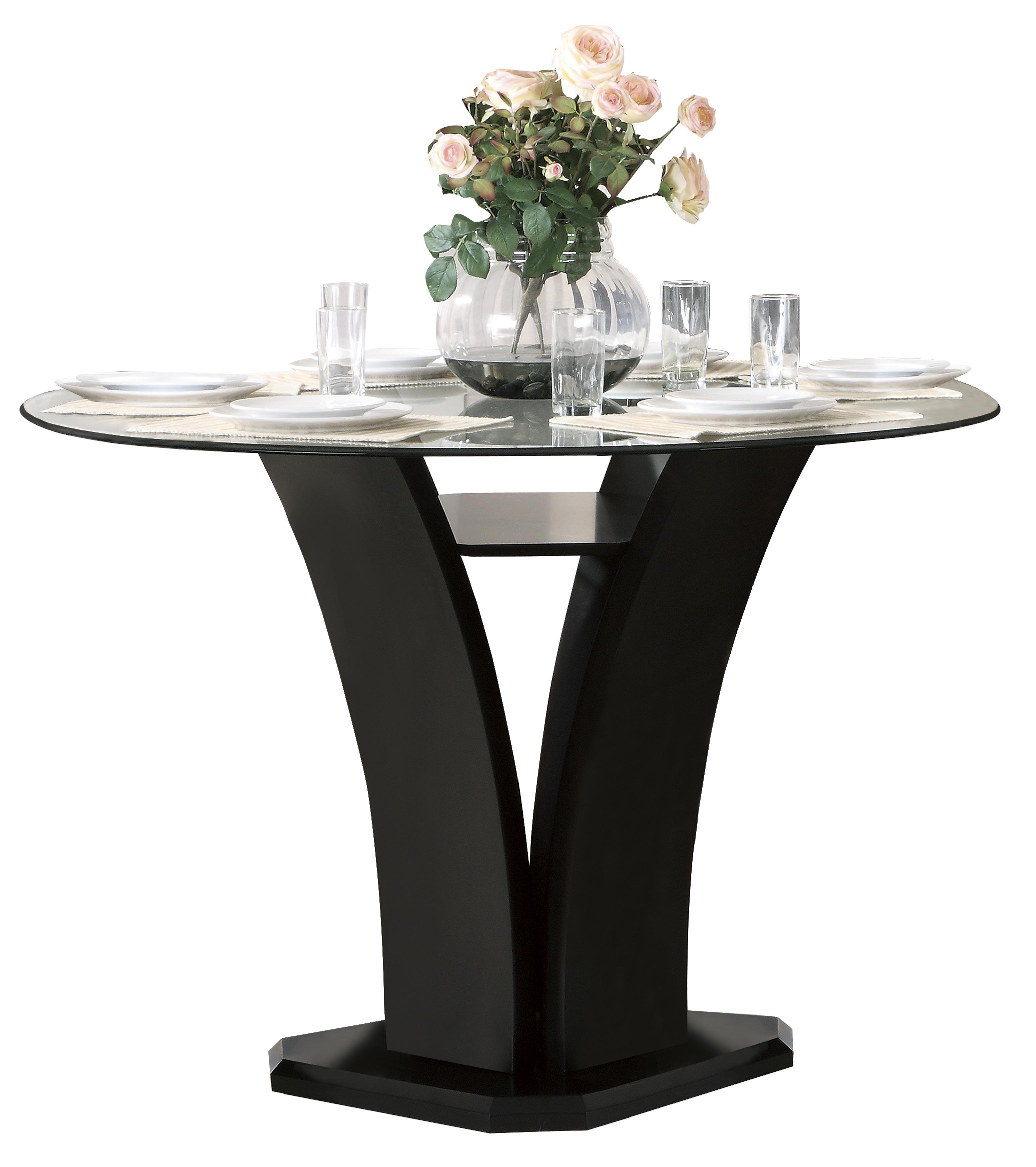 

    
Contemporary Espresso Tempered Glass Counter Height Table Homelegance 710-36RD* Daisy
