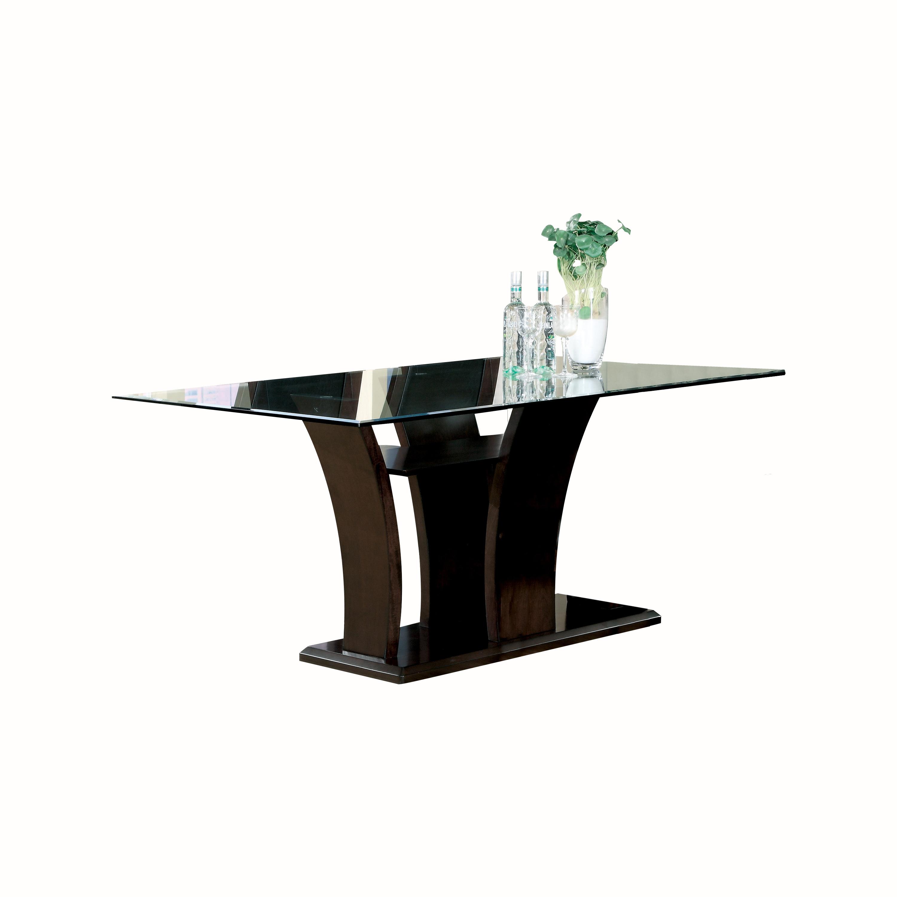 

    
Contemporary Espresso Tempered Glass Dining Table Homelegance 710-71* Daisy
