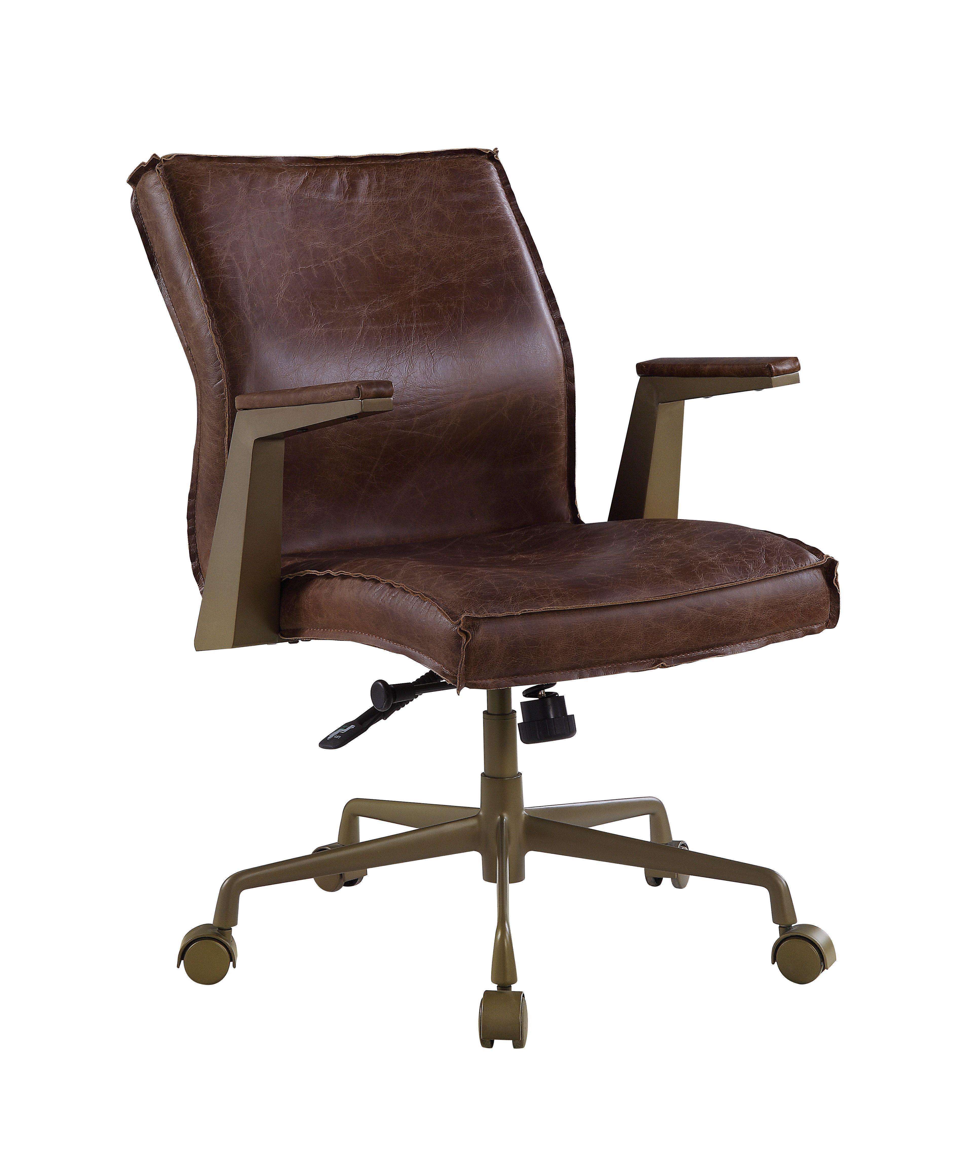 Contemporary,  Vintage Executive Office Chair Attica 92483 in Espresso Top grain leather