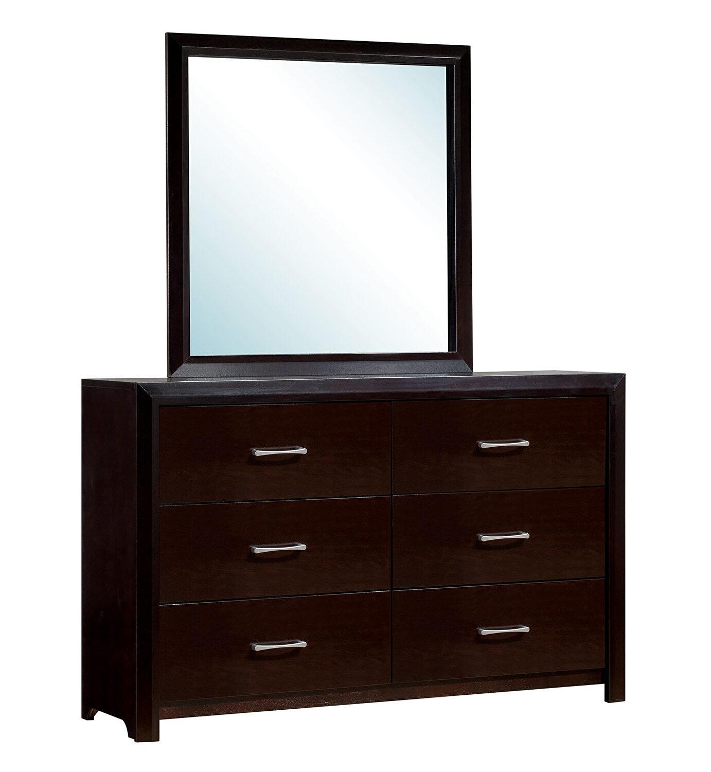 Contemporary Dresser w/Mirror CM7868D*M-2PC Janine CM7868D*M-2PC in Espresso 