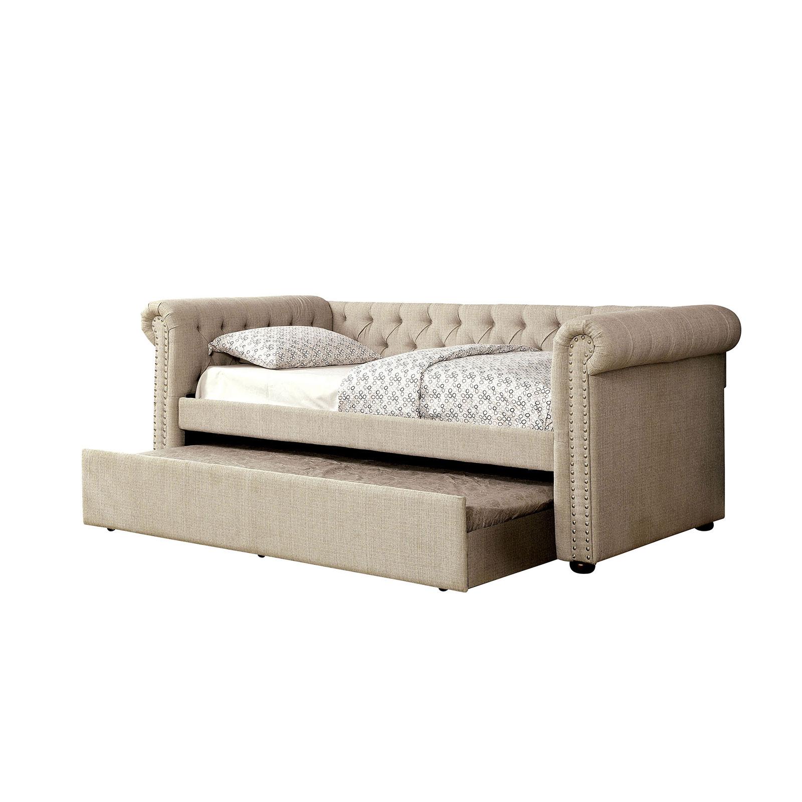 

    
Beige Fabric Twin Daybed LEANNA CM1027BG-BED Furniture of America Contemporary
