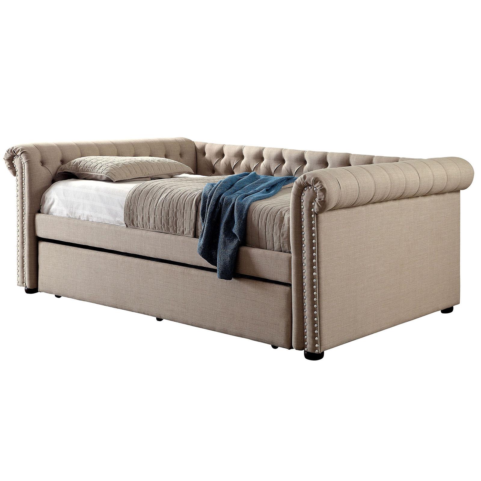 

    
Beige Fabric Twin Daybed LEANNA CM1027BG-BED Furniture of America Contemporary
