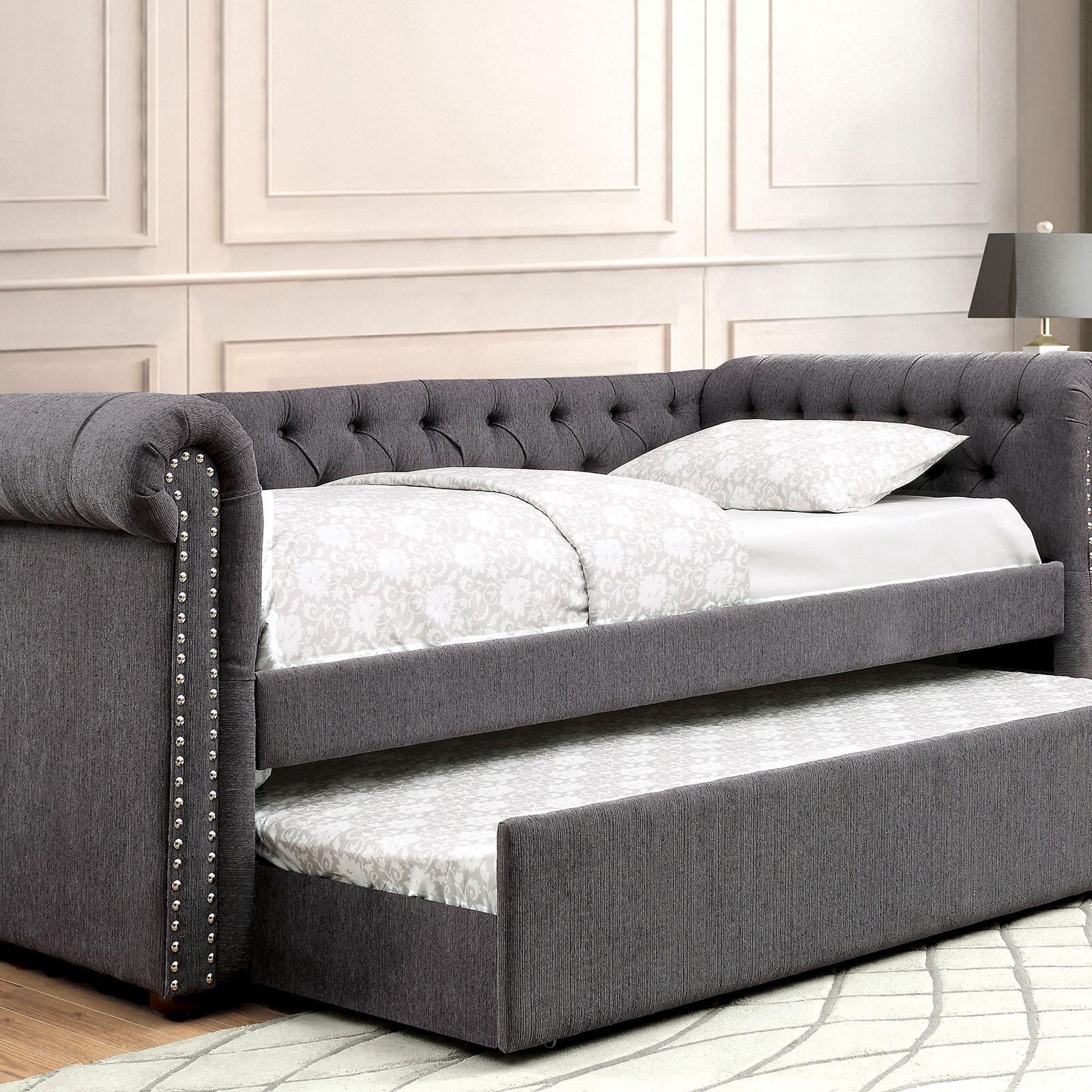 

        
Furniture of America LEANNA CM1027GY-Q Daybed Gray Fabric 00841403193117
