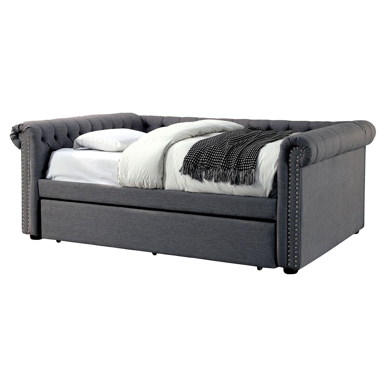 

    
Gray Fabric Queen Daybed LEANNA CM1027GY-Q Furniture of America Contemporary
