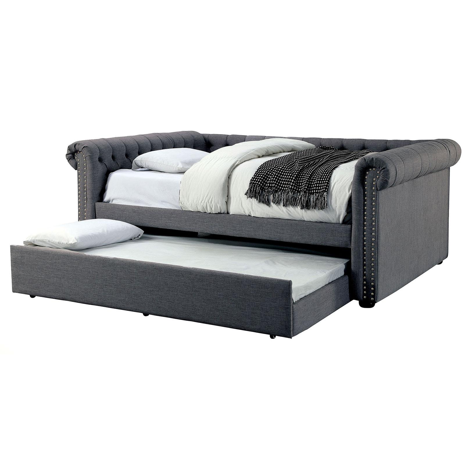 

    
Gray Fabric Queen Daybed LEANNA CM1027GY-Q Furniture of America Contemporary
