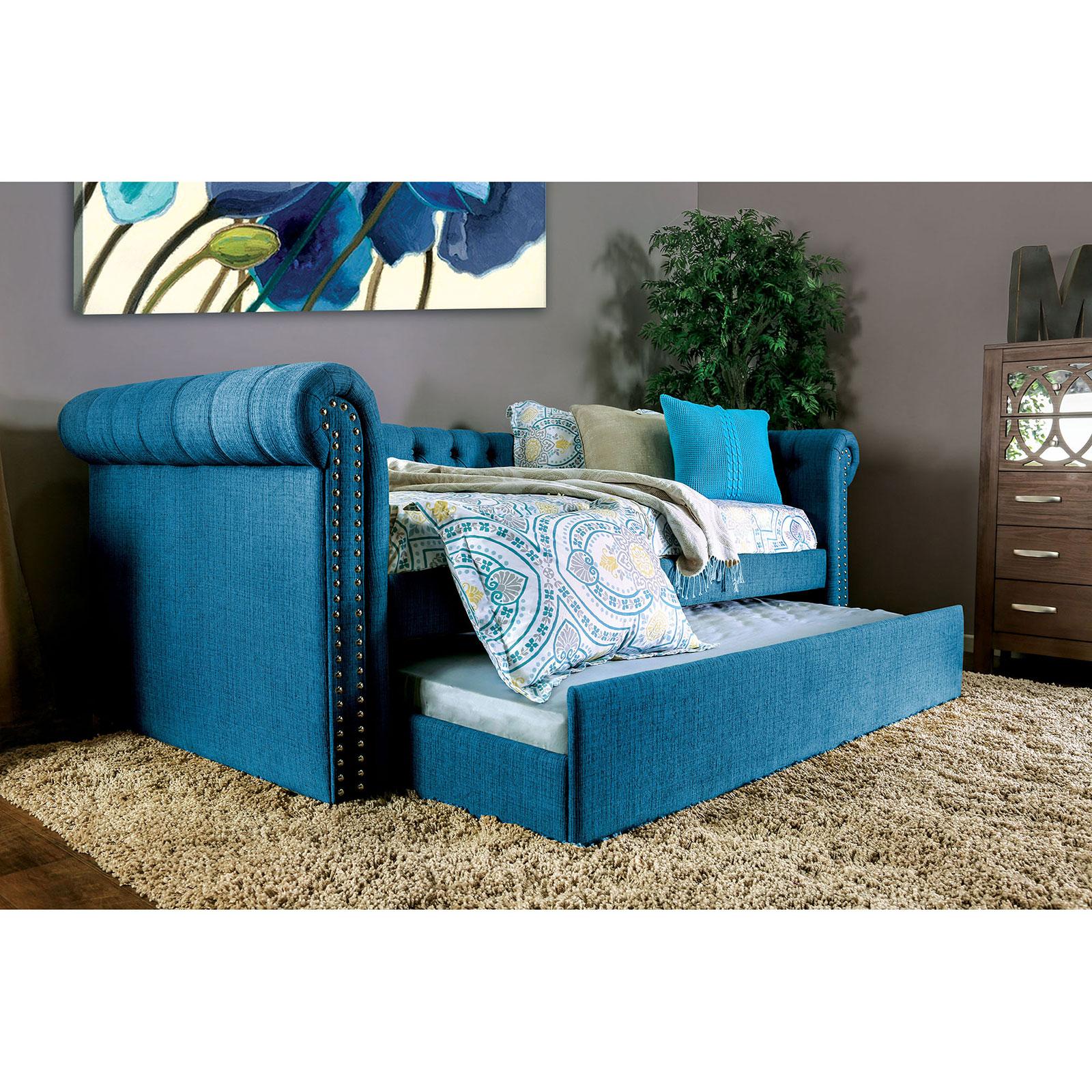

    
Contemporary Fabric Upholstery Daybed in Turquoise Leanna Furniture of America
