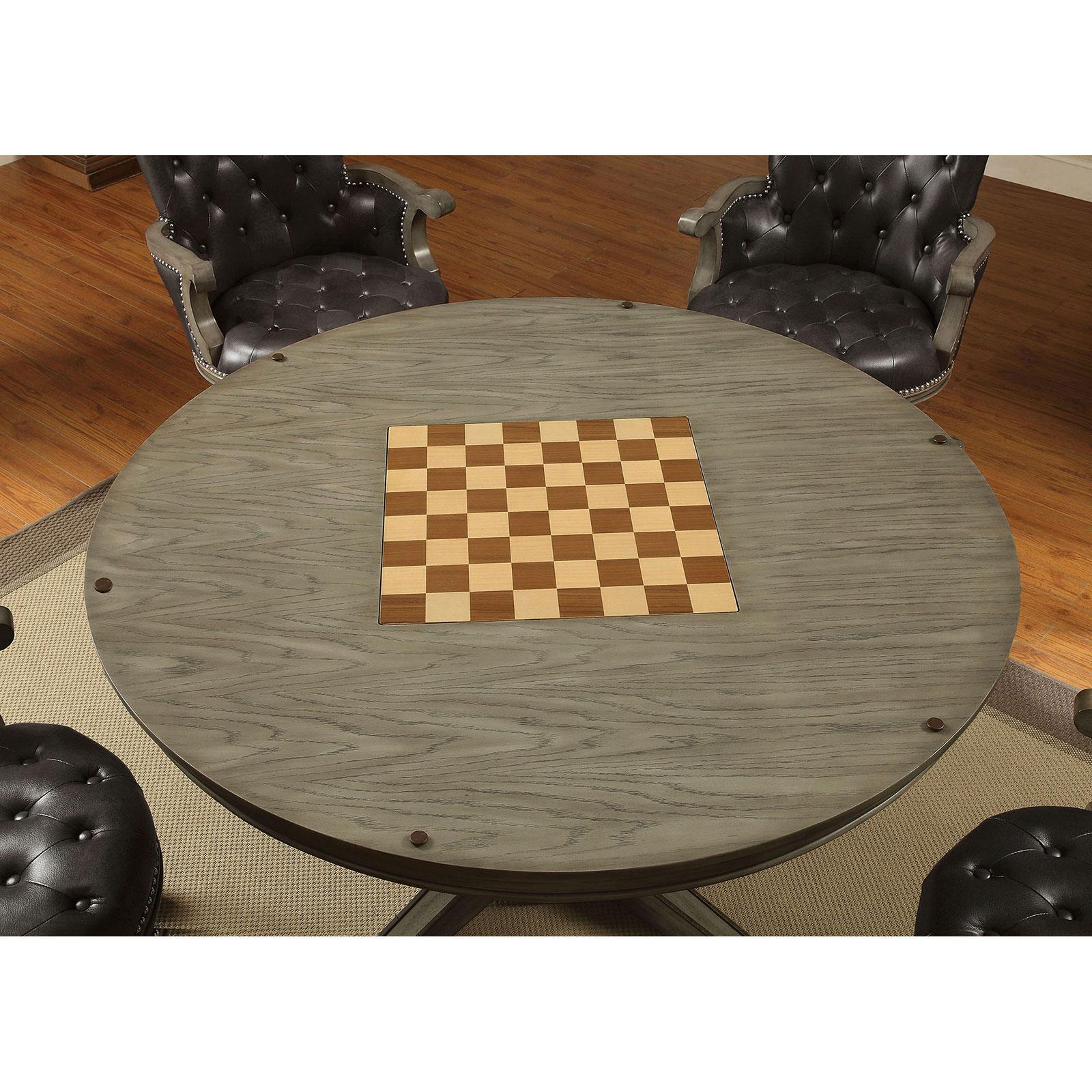 

    
 Order  Gray Leatherette & Solid Wood GAME TABLE YELENA CM-GM357T Furniture of America
