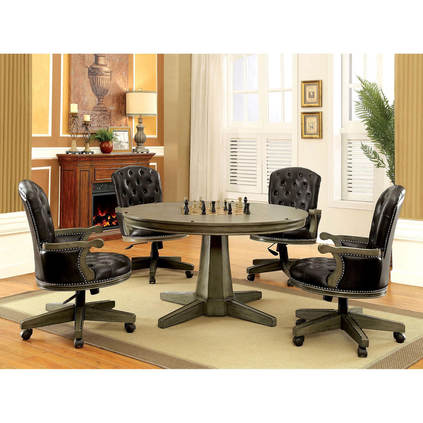 

    
 Shop  Gray Leatherette & Solid Wood GAME TABLE YELENA CM-GM357T Furniture of America
