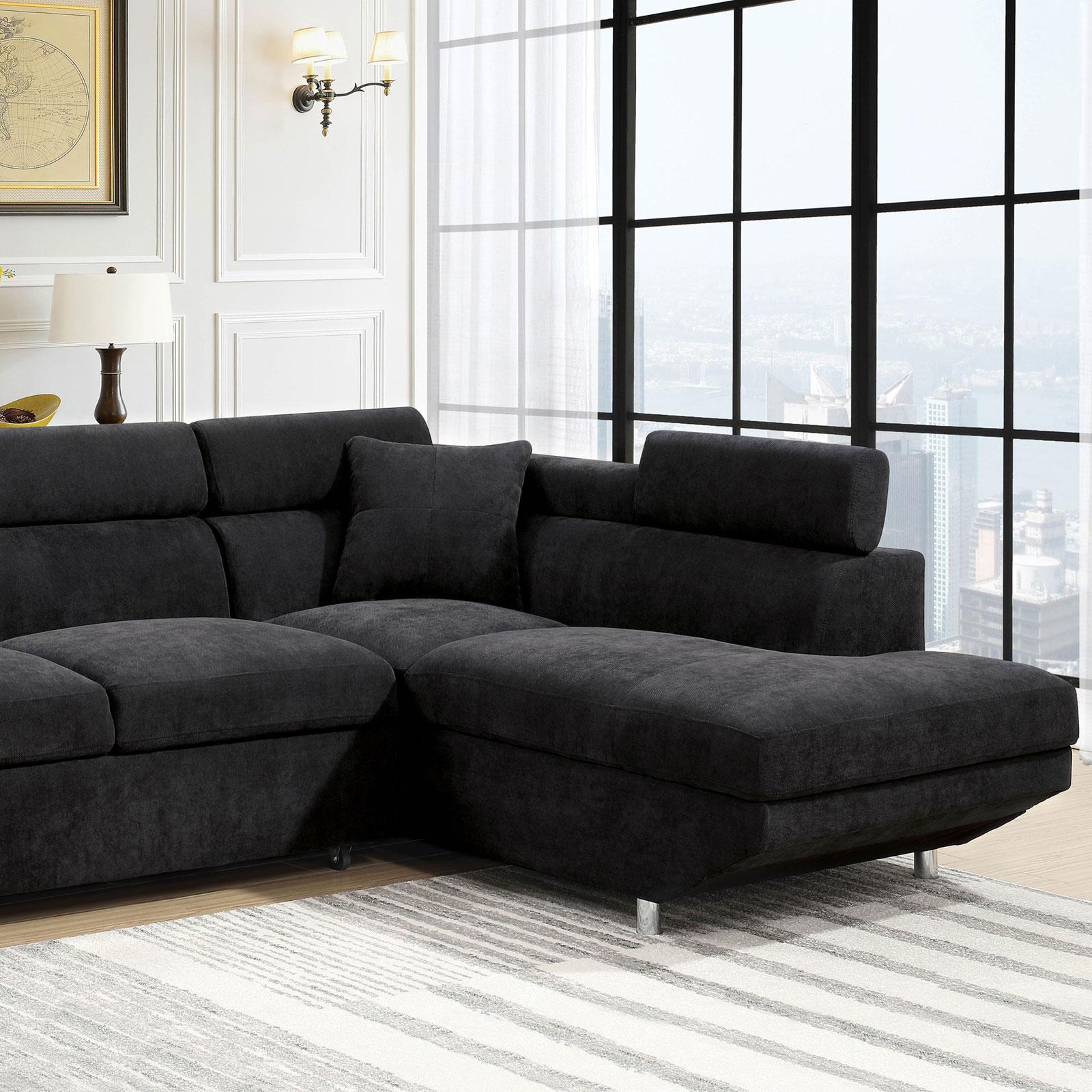 

    
Furniture of America FOREMAN CM6124 Sectional Sofa Bed Black CM6124
