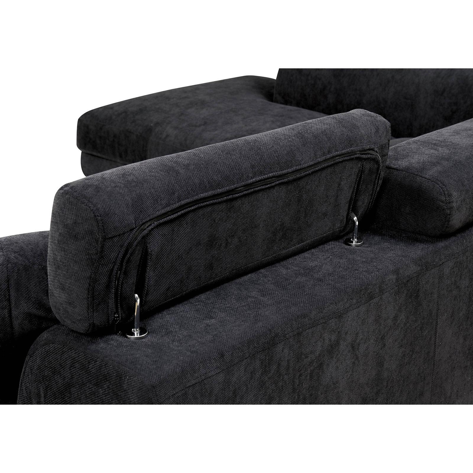 

        
Furniture of America FOREMAN CM6124 Sectional Sofa Bed Black Fabric 00841403190673
