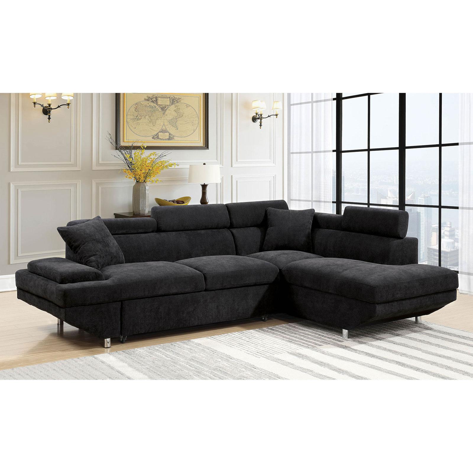 

    
Black Fabric Sectional FOREMAN CM6124 Furniture of America Contemporary
