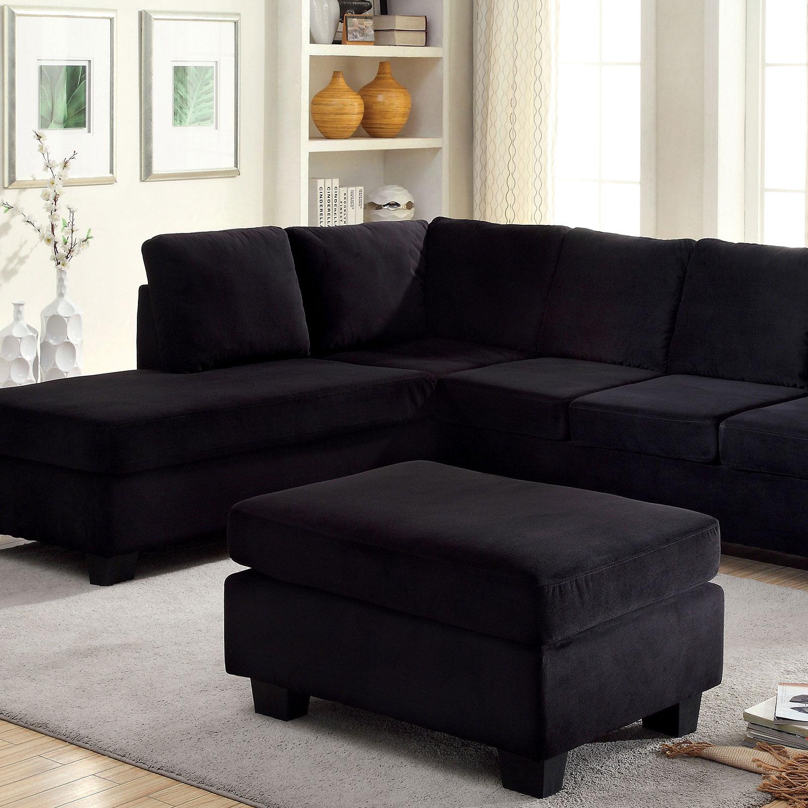 

    
Black Fabric Sectional LOMMA CM6316 Furniture of America Contemporary
