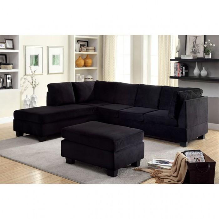 

    
Black Fabric Sectional LOMMA CM6316 Furniture of America Contemporary
