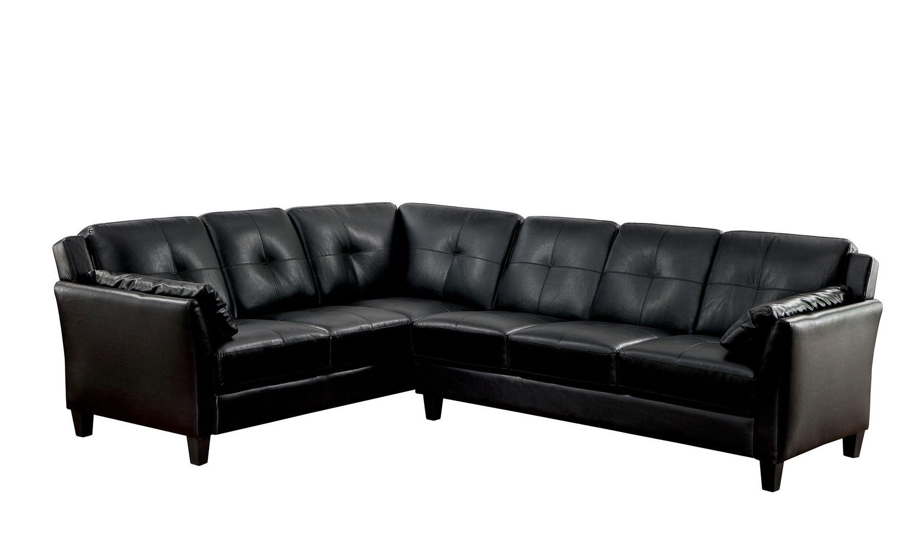 

    
Black Leatherette Sectional Sofa PEEVER CM6268BK-SET FOA Contemporary
