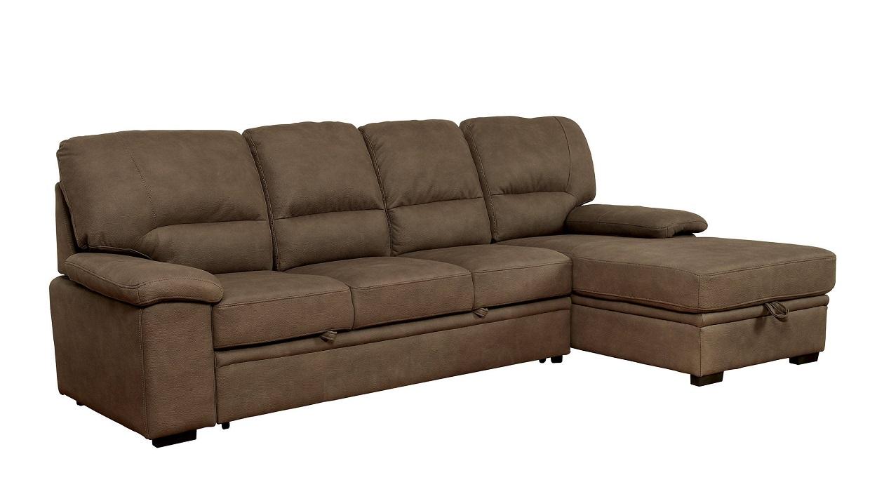 

    
Brown Faux Nubuck Sectional Sofa ALCESTER CM6908BR FOA Contemporary
