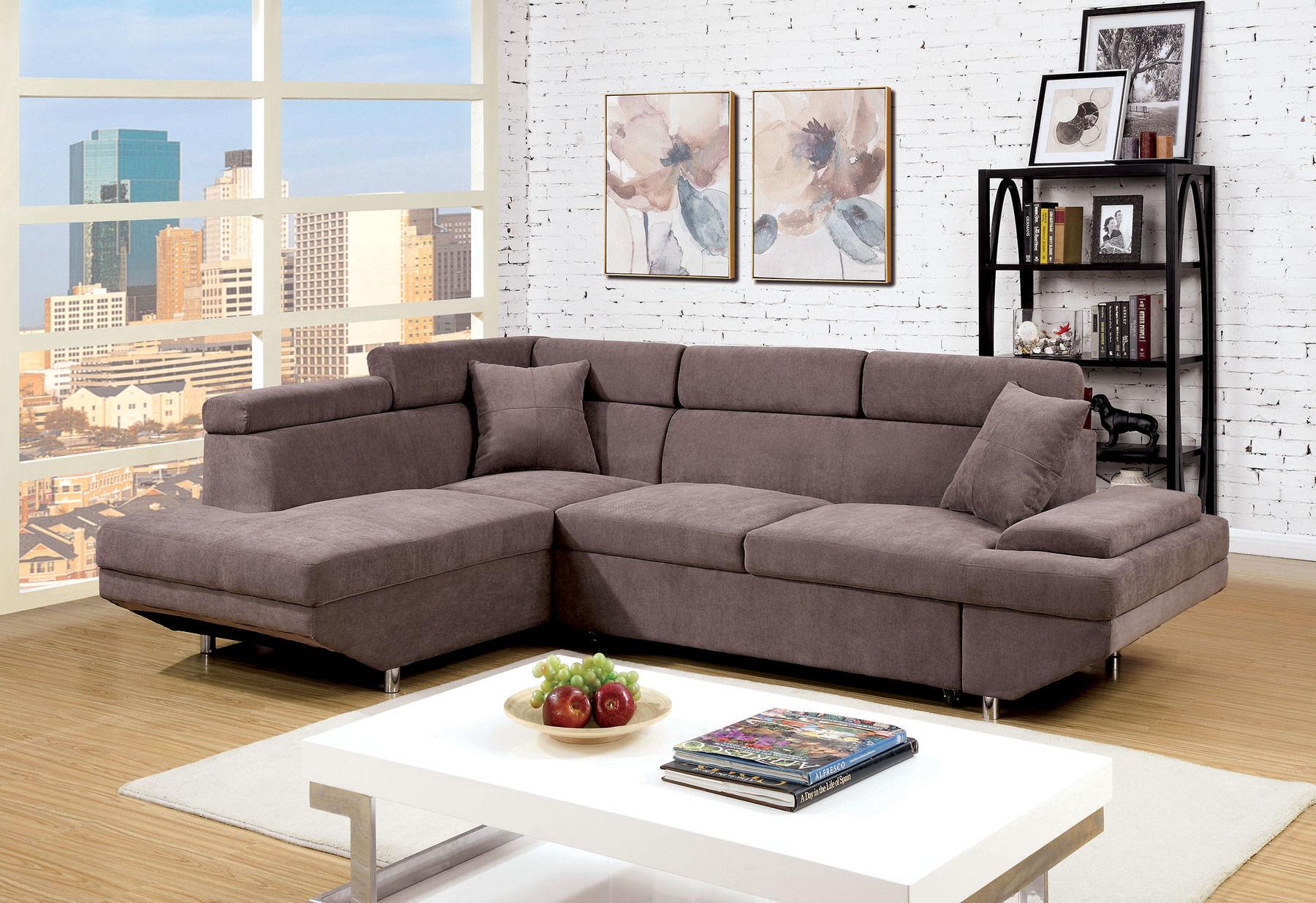 

    
Brown Flannelette Sectional Sofa FOREMAN CM6125BR FOA Contemporary
