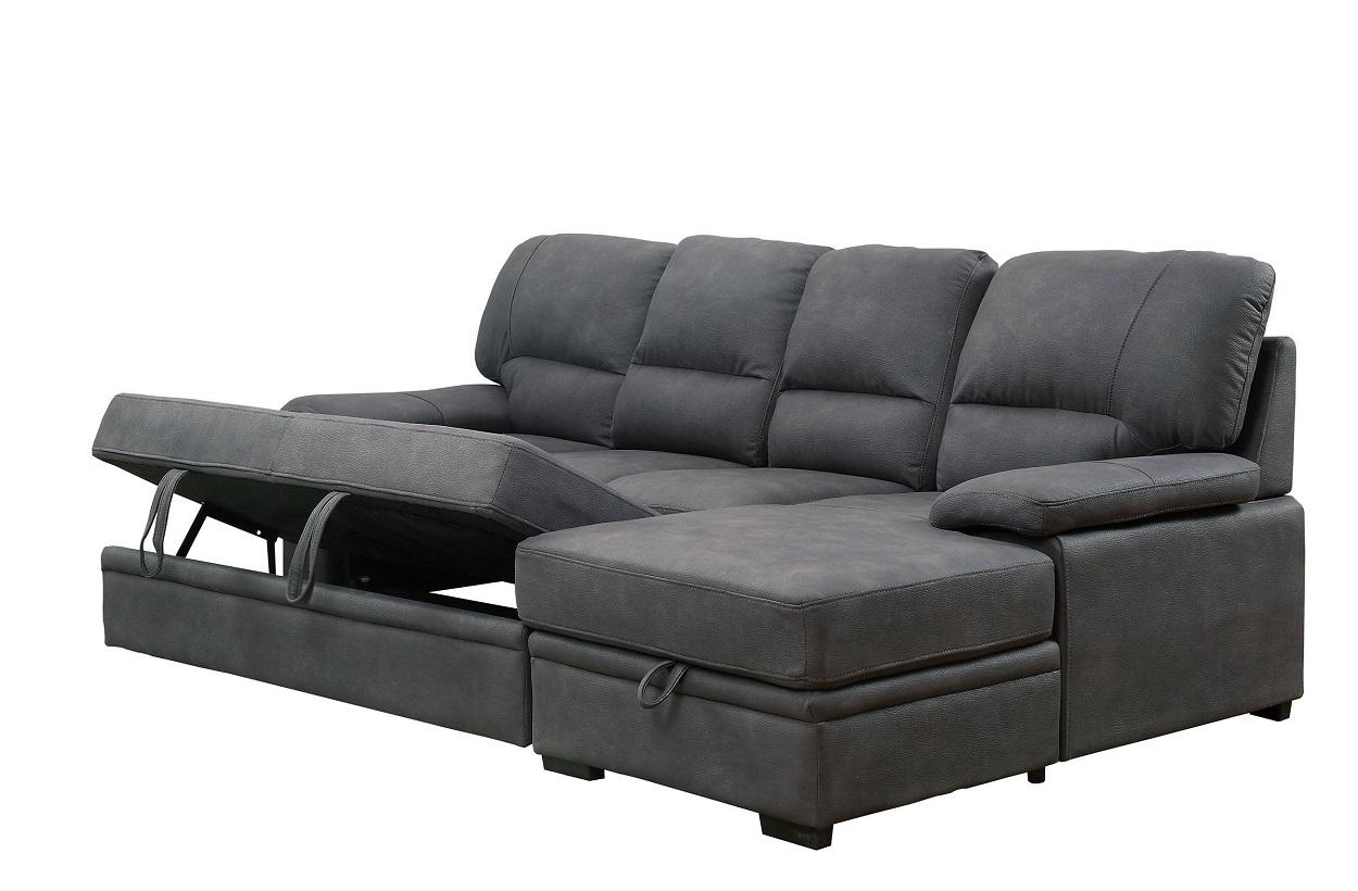 

    
Graphite Faux Nubuck Sectional Sofa ALCESTER CM6908BK FOA Contemporary
