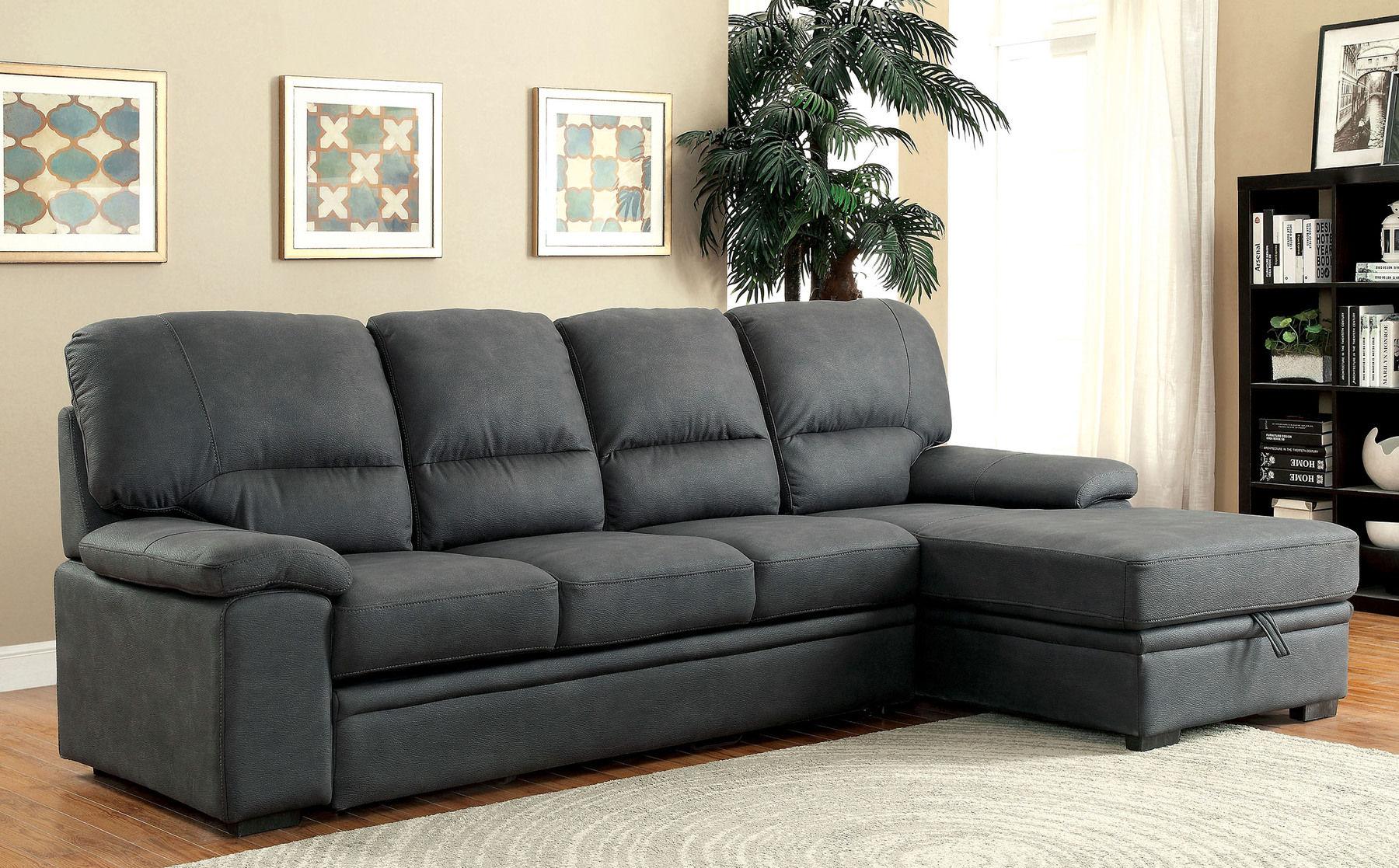 

    
Furniture of America ALCESTER CM6908BK Sectional Sofa Graphite CM6908BK
