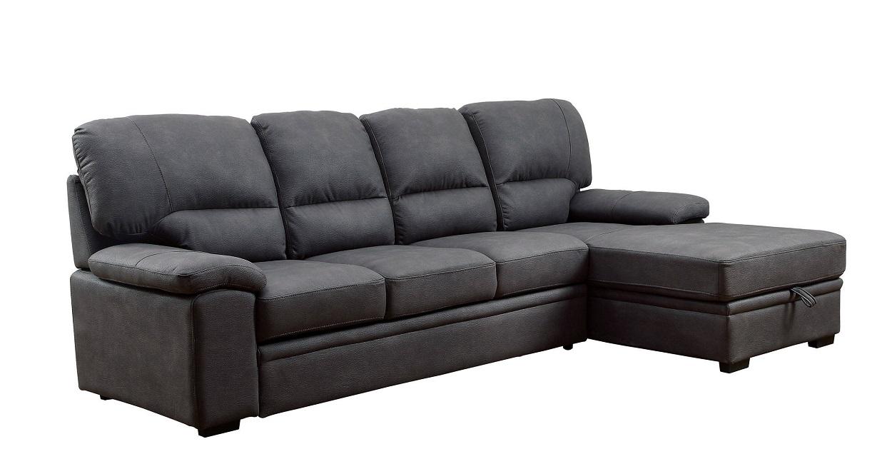 

    
Graphite Faux Nubuck Sectional Sofa ALCESTER CM6908BK FOA Contemporary
