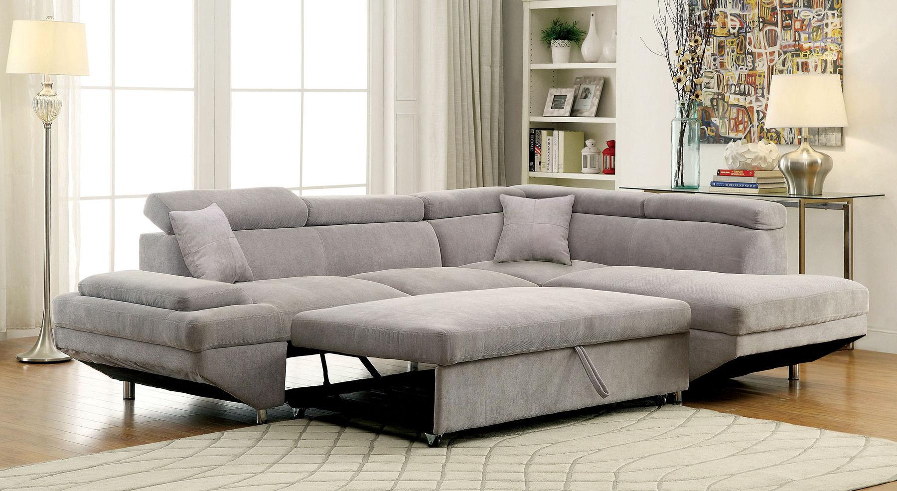 

    
Furniture of America FOREMAN CM6124GY Sectional Sofa Gray CM6124GY
