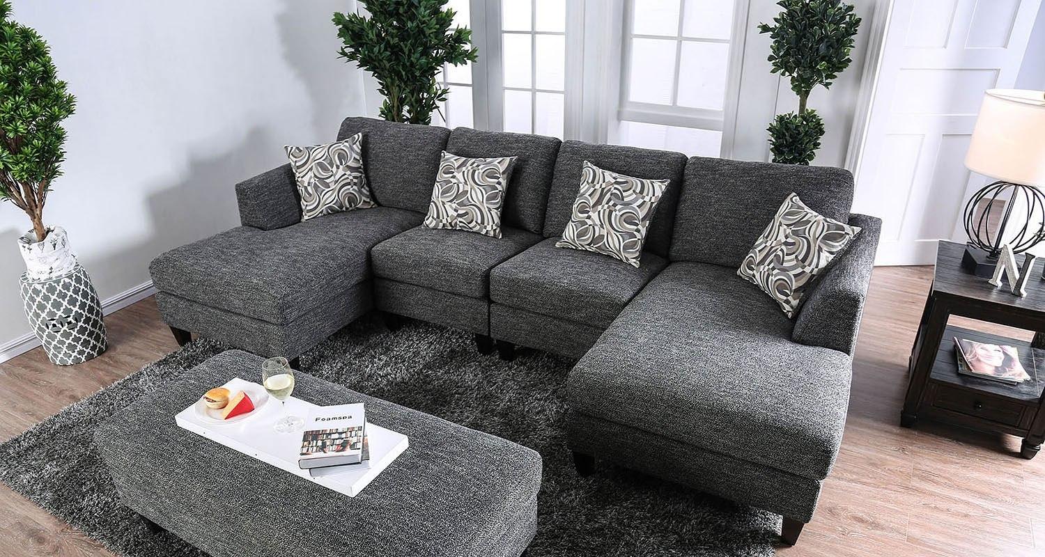 

    
Gray Fabric Sectional w/Ottoman LOWRY CM6363 Furniture of America Contemporary
