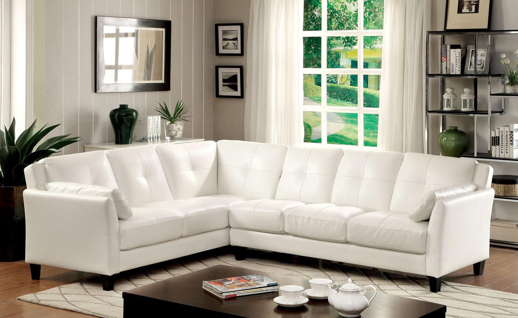 

    
White Leatherette Sectional Sofa PEEVER CM6268WH-SET FOA Contemporary
