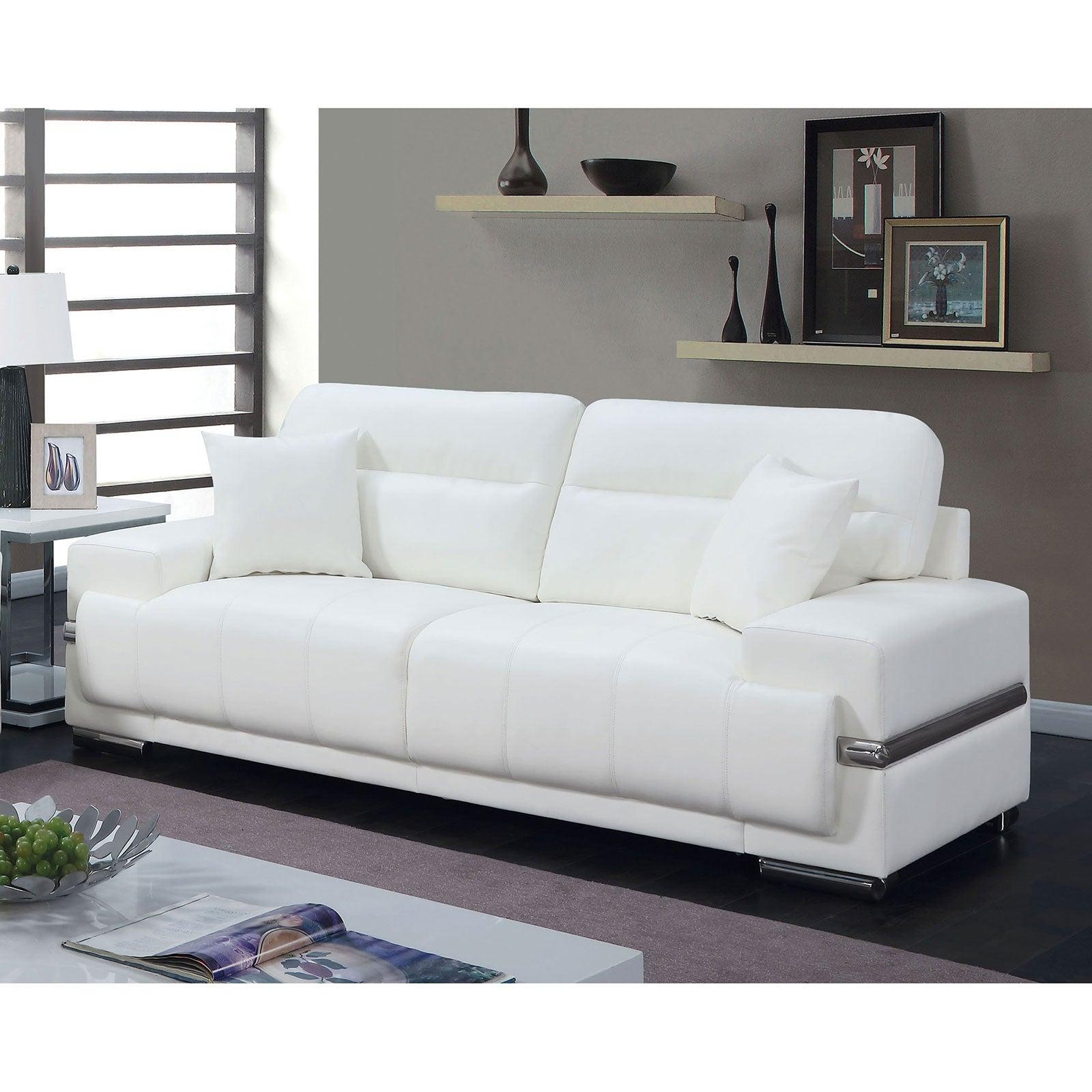

    
White & Chrome Leatherette Sofa ZIBAK CM6411WH-SF FOA Contemporary
