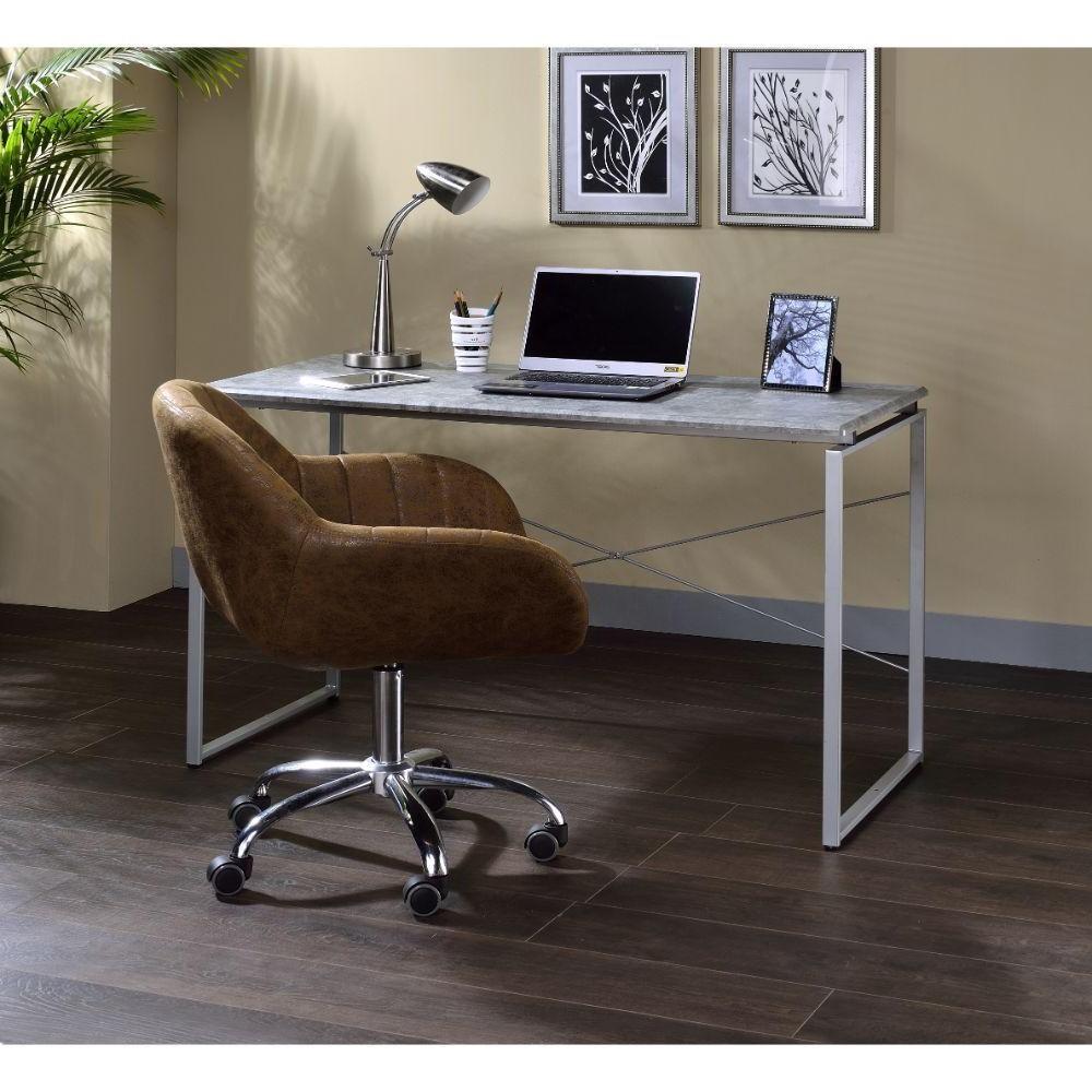 

    
Contemporary Faux Concrete & Silver Desk by Acme 92905 Jurgen

